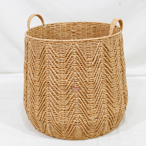 Eco Friendly Handwoven Paper Rope Modern Circular Multi-Purpose Laundry <b>Hamper</b> Storage <b>Basket</b> Set with Handles - Product Image 5