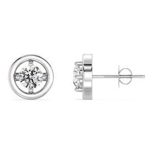 ต่างหูเม็ดกลมขอบทองเครื่องประดับเพชรที่ปลูกในห้องปฏิบัติการ - Product Image 4