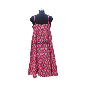 Vestido Midi Bohemio Sexy 100% Algodón con Cuello en V, Estampado Floral y Diseño sin Mangas para Mujer, Ideal para Fiestas en la Playa y Salidas Nocturnas - Product Image 6