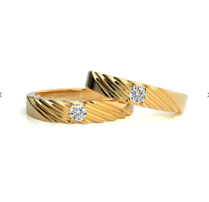 925 Sterling Silver Gold Plated Zircon Eternity Band Diagonal <b>Couple</b> <b>Rings</b> Romantic Style - Product Image 3