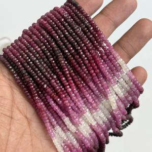 ลูกปัดทับทิมธรรมชาติทรงรอนเดลเหลี่ยมเพชรพลอยไล่เฉดสีขนาด 3-4 มม. ลูกปัดพลอยทับทิมไล่เฉดสีสำหรับทำเครื่องประดับ - Product Image 4