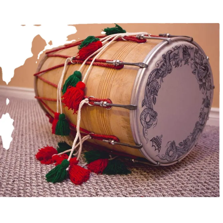 펀잡 Dholak Bhajan Kirtan 도매 악기 전통 결혼식-Kirtan Dholak 인도 펀잡 나무 Dholak