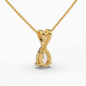 Collier pendentif solitaire en diamant de laboratoire taille poire en or jaune 14 carats, pendentif diamant goutte d'eau, bijou élégant, cadeau - Product Image 4