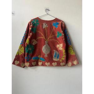 Embroidery Suzani Knitted Cotton Button Heated Breathable Reversible Varsity <b>Jacket</b> Autumn Winter Handmade Regular Festival Coat - Product Image 4