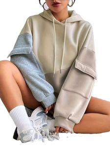 Sudadera con capucha y cremallera para mujer con bordado personalizado, sudadera deportiva de poliéster y algodón, forro polar liso de punto para niños, estilo formal - Product Image 5