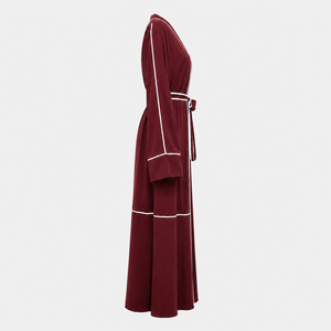 Abaya Modesta de Primera Calidad, Diseño ODM, Abertura Frontal, Manga Larga, Cinturón, Cuello en V, Poliéster, Secado Rápido, Hecha a Mano, para Mujer - Product Image 2