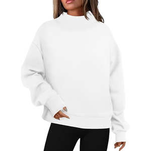Customizable Oversized Solid Women Mock neck <b>Drop</b> Shoulder Fleece Sweatshirt Breathable Eco Friendly Quick Dry Casual - Product Image 1