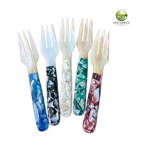 Tenedor de Frutas de Nácar Natural Hecho a Mano, Cubertería de Concha Plana, Mini Tenedor de Degustación Ecológico para Postres, para Restaurantes - Product Image 4