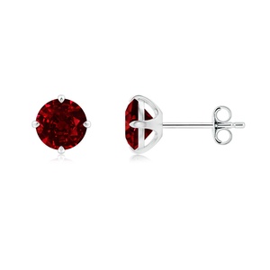 Solitaire Ruby <b>Earrings</b> Four Prong Round Cut Natural Ruby Luxury <b>Fine</b> Jewelry 14kt Rose Gold Everyday Wear July Birthstone - Product Image 1