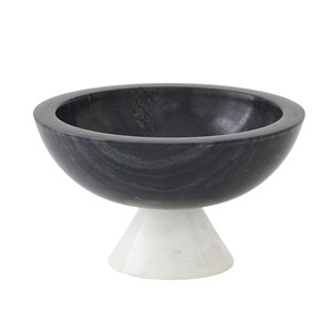 Bol sur piédestal en marbre blanc naturel de luxe, base en bloc géométrique moderne, sculpté à la main, centre de table décoratif en pierre - Product Image 3