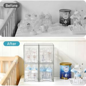 Organiseurs de maquillage - Tiroirs de rangement empilables transparents de 7,6 pouces, lot de 4 bacs en plastique pour produits de soin de la peau, cosmétiques et articles de beauté, pour la coiffeuse - Product Image 4