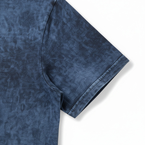 T-shirts en coton tricotés épais pour hommes, style vintage délavé à l'acide, coupe classique, avec logo personnalisé, effet délavé minéral, style streetwear rétro - Product Image 5