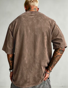 T-shirt Homme Oversize en Jersey Délavé 100% Coton Manches Courtes Col Rond Streetwear Vintage 320g - Product Image 2
