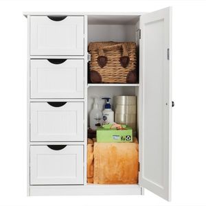 White Single Door Bathroom Storage Cabinet with 4 Drawers Practical for Organizing Your Space - Product Image 4
