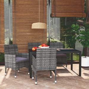 Set da Pranzo in WPC e Alluminio 100% Poliestere in Rattan PE Grigio con Mobili da Giardino in Acciaio - Product Image 1