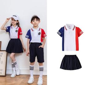 Uniforme sportif d'été de haute qualité pour élèves du primaire, design tendance à manches courtes avec logo, pour enfants de maternelle - Product Image 3