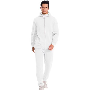 <b>Men</b>’s Arctic White Tech Fleece Tracksuit – Premium Two-Piece Minimalist Performance Set Featuring a Full-Zip Hooded <b>Jacket</b> - Product Image 1