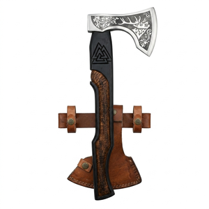 Hache à fendre à double lame en acier au carbone de qualité industrielle MS Enterprises, tête gravée à la main, manche en bois, fabrication artisanale - Product Image 1