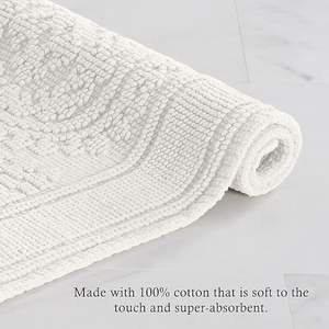 Tapis de bain en coton jacquard fabriqué à la machine avec motif ondulé antidérapant, tapis de bain de luxe - Product Image 3