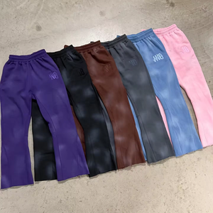 Winter Sundfaded Custom French Terry Embroidery <b>Distressed</b> Sweatpants Hoodie 2 Piece Set Acid Wash 100% Cotton Tracksuits for - Product Image 4