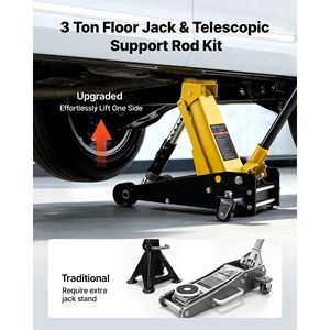 Martinetto idraulico da officina in acciaio a basso profilo da 3 tonnellate (6614 libbre) con pompa a sollevamento rapido a pistone singolo per auto - Product Image 2