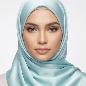 Hiyab de poliéster de color sólido para mujer, tela jersey, agradable al tacto, para uso diario, pañuelo étnico de Oriente Medio. - Product Image 1