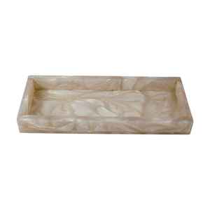 Modern Marble Look Resin <b>Bathroom</b> <b>Set</b> Soap <b>Dispenser</b> Toothbrush Holder With Tray Rectangle Shape Easy To Clean - Product Image 5