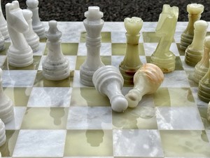 White Marble Green Onyx Modern Safe Fire Resistant <b>Chess</b> <b>Set</b> Natural Stone <b>Board</b> Game Handmade Pieces Dining Wall Living Room - Product Image 2