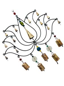 Handcrafted Iron Wind <b>Chime</b> with Colorful Beads Brass <b>Bells</b> Hanging Decor for Home Garden Patio Modern Art - Product Image 2