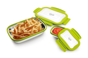 Stylish trio <b>lunch</b> <b>box</b> stainless steel 2 compartment food container portable meal carrier airtight daily storage <b>box</b> - Product Image 5