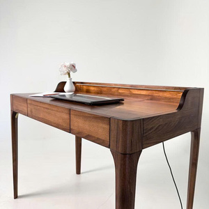 Modern <b>Solid</b> <b>Wood</b> Adjustable Writing <b>Desk</b> with Drawer Durable Construction Integrated Lighting - Product Image 1