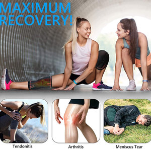 Genouillère de soutien pour femme noire avec surpiqûres rouges, attelle de compression élastique pour la course à pied et l'entraînement en salle de sport - Product Image 4