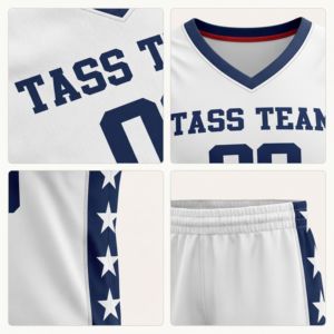 Camiseta de baloncesto personalizada para hombre, sin mangas, con cuello en V, de malla que absorbe la humedad, uniforme deportivo, blanco, azul, rojo, estrellas 00 - Product Image 6