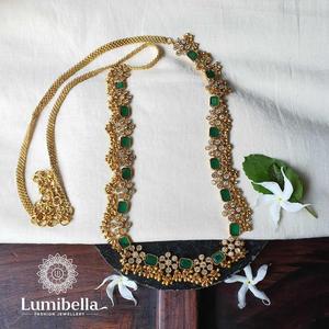 Gold Plated Crystal Pearl Saree Hip Chain for Wedding and Party - Product Image 1