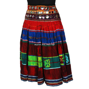 Wholesale Vintage Handmade Gypsy Cotton Rabari Skirt Hand Embroidered Banjara Ghagra Boho Embroidered Banajara Women Skirt Gypsy - Product Image 1