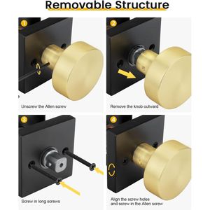Set di 6 Maniglie per Armadi e Porte Interne in Nero e Oro, Eleganti Maniglie a Leva per Finestre - Product Image 4