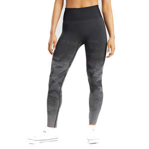 Wholesale Seamless Solid Elastic <b>Waist</b> Yoga <b>Leggings</b> High Compression Lightweight Breathable Gym Tights Custom Private Label - Product Image 2