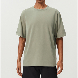 Camiseta de Manga Corta Oversize para Hombre, Cuello Redondo, Color Sólido, Diseño Liso, Tejido Jersey Casual, 100% Algodón, Transpirable, Corte Regular - Product Image 1