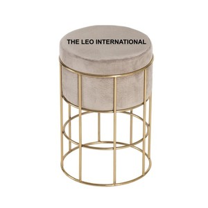 Stainless Steel Foam and Fabric Material Golden Plated <b>Ottoman</b> <b>Stool</b> Furniture Accessories Square Shape <b>Ottoman</b> <b>Stool</b> - Product Image 6