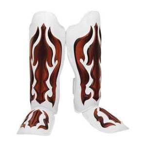 Protections de tibia et coussinets d'entraînement Muay Thai en cuir et PU avec protection de base pour MMA et boxe, ajustement universel - Product Image 1