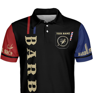 Camiseta Sublimada Original de Barbería con Logotipo Personalizado, Manga Corta, Cuello en V, Corte Regular, Diseños Combinados para Hombre, Tienda de Barbería - Product Image 2