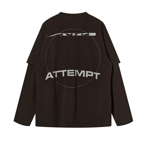 เสื้อยืดโอเวอร์ไซส์ทรงหลวม พิมพ์โลโก้ตามสั่ง ผ้าคอตตอน 100% แขนยาวสองชั้น สำหรับผู้ชาย - Product Image 2