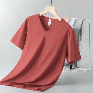 T-shirt homme à manches courtes, couleur unie, respirant, en tissu modal, broderie personnalisée avec logo, prix usine Chine Bangladesh. - Product Image 3