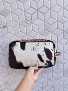 Designer Hand Tooled Leather Toiletry Organizer Shaving Kit Man Women Travel Cosmetic Bags Cowhide Leather Makeup Bags - Product Image 5
