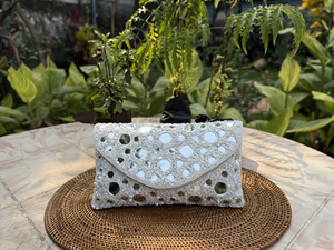 Bohemian Lightweight Mirror Flap <b>Clutch</b> Bag Handcrafted Work Elegant Evening Handbag Women <b>Wedding</b> Party Festive Occasion Travel - Product Image 3