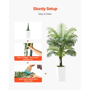 Grand palmier artificiel Areca blanc de 1,5 m pour extérieur, plante tropicale artificielle en soie avec pot, idéal pour la décoration au sol - Product Image 4