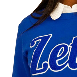 Zeta Phi Beta Chenille Hiver/Automne Imprimé sur le devant Femme Bleu Zeta Script Lettres grecques Sororité Décontracté 100% Coton - Product Image 4