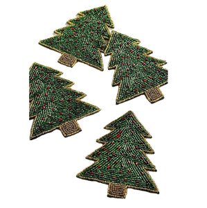 Posavasos Navideño de Lujo Hecho a Mano con Cuentas de Semillas para el Hogar o Bar, Posavasos Bordado Personalizado con Cuentas de Semillas para Interiores - Product Image 6