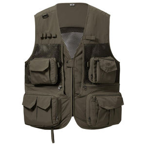 Gilet de pêche unisexe personnalisé noir, respirant, léger, en polyester avec fermeture éclair et col en V pour l'extérieur - Product Image 6