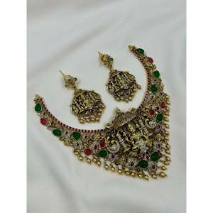 Indian Ethnic Artificial <b>Jewellery</b>-Nisha South Indian Bridal Necklace <b>Set</b> - Product Image 2